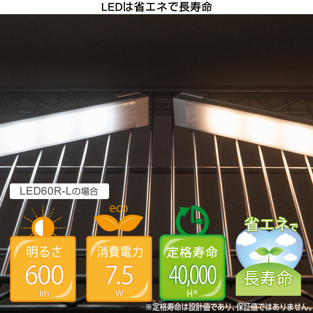 【全ポール径共通】連結できる LEDライト ルミナス スリムバーLED照明[電球色|7.5W 600lm]幅60モデルに最適サイズ LED60R-L