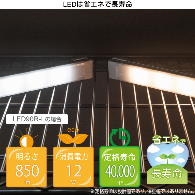 【全ポール径共通】連結できる LEDライト ルミナス スリムバーLED照明[電球色|12W 850lm]幅90モデルに最適サイズ LED90R-L